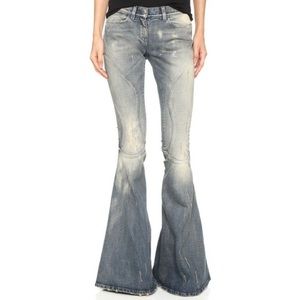 Faith Connexion Dirty Bell Bottoms Indigo Denim Light Wash Jeans